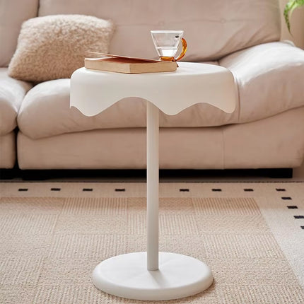 Cream Style Melted Edge Side Table Modern White Coffee Bedside Table Home Decor
