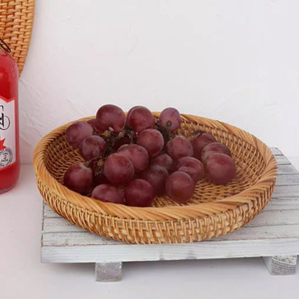 Rattan Woven Pastry Tray Desktop Storage Box Decorative Durable For Home Kitchen