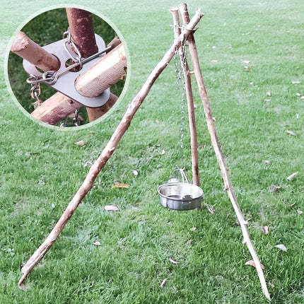Outdoor Bonfire Rack Hanging Pot Picnic Fire Stand Stainless Steel Portable Foldable Tripod
