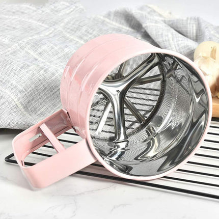 Hand Squeeze Mechanical Flour Sifter Stainless Steel One Hand Baking Sieve