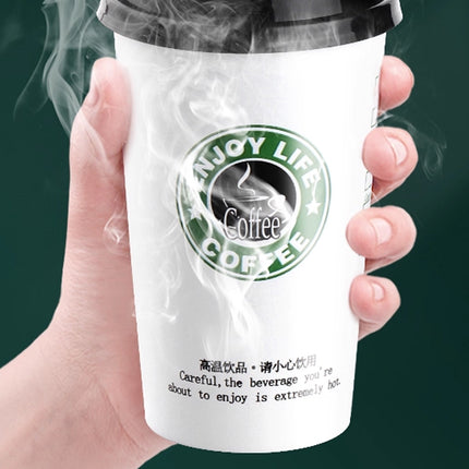 250Sets Disposable Coffee Cups 400ml Food-Grade with Lids for Cafe Takeaway Use