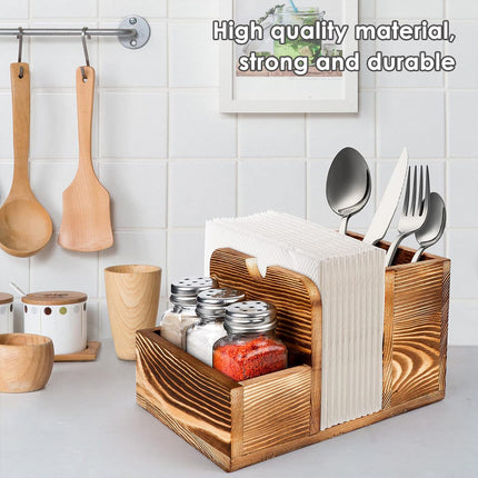Wooden Spice Storage Box Desktop Organiser Rack Kitchen Countertop Container