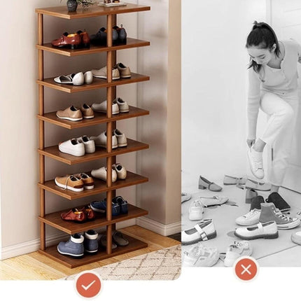 8 Tiers Shoe Rack Vertical Space Saving Narrow Shoe Organizer with Stable Base