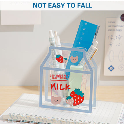 Acrylic Cartoon Pen Holder Cute Desk Organizer for Pens Pencils Stationery