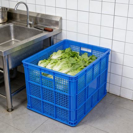 2PCS Heavy Duty Plastic Storage Basket Large Capacity Tote Box for Warehouse