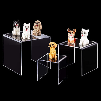 3PCS Clear Square Acrylic Display Stands for Jewelry Rings Watches Dessert Use