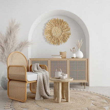 Boho Woven Macrame Wall Hanging Small Round Decor Circular Home Art Accent Use