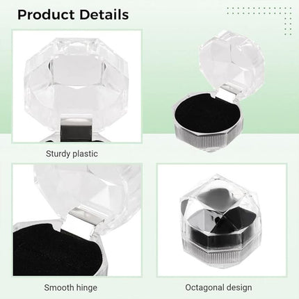 20pcs Acrylic Octagonal Jewelry Ring Earrings Box Transparent Display Cases