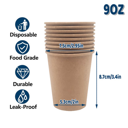 500PCS 9Oz Disposable Paper Cups for Party Coffee Water Hot Cold Use