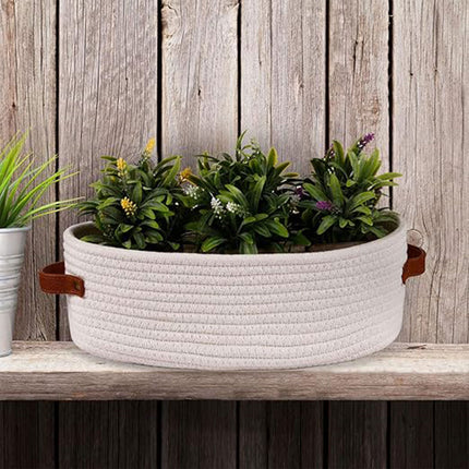 Oval Storage Basket with Handles Shelf Organiser Bin Laundry Toy Container