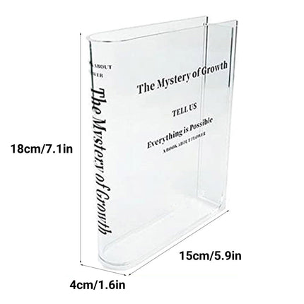 Transparent Book Vase Flower Holder Acrylic Decorative Table Display Stand