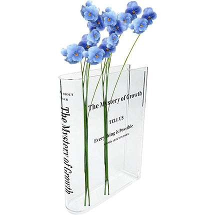 Transparent Book Vase Flower Holder Acrylic Decorative Table Display Stand