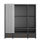 With drawers - Triple row - Black