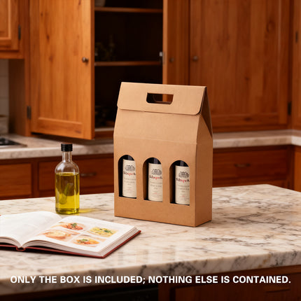 5PCS Handheld 3 Bottles Wine Gift Box Kraft Paper for Wine Bottles Gift Packaging