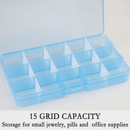 10pcs 15Compartments Plastic Box Case Bead Storage Organizer Jewelry Craft Box