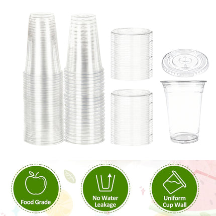 250 Sets Transparent Drinking Cups with Lids 400ml Food-safe for Drinks Takeaway