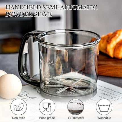 Semi Automatic Hand Held Flour Sifter Baking Powder Strainer Sieve Kitchen Tool