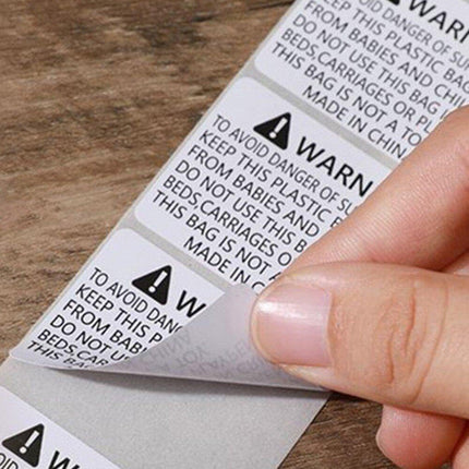 Suffocation Warning Labels Roll 3 Sizes Available Strong Water-Based Adhesive