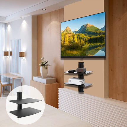 2-Tier Set-Top Box Mount Sturdy for DVR DVD Player Media Storage Home Use