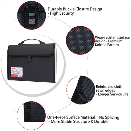 Portable 13 Layer File Bag Organizer for Office School Document Storage Handheld