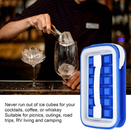 Silicone Ice Cube Tray Box Folding Square Ice Lattice Mold Container For Freezer