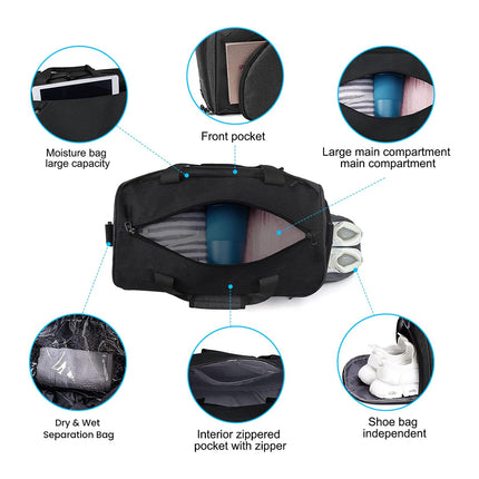 Fitness Gym Travel Duffel Bag with Wet Dry Separation Shoulder Tote Luggage Use