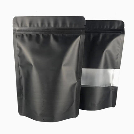50pcs Black Food Storage Window Self Sealing Bags Plastic Packaging Pouches