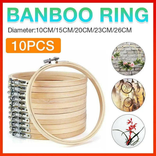 10PCS Bamboo Embroidery Hoops Ring Sewing Frame Cross Stitch Craft Wedding Xmas - Aimall