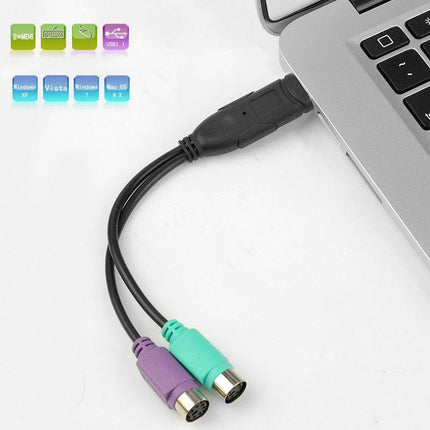 USB Male to PS2 Female Adapter Active Converter Cable Barcode scanner KVM Switch - Aimall