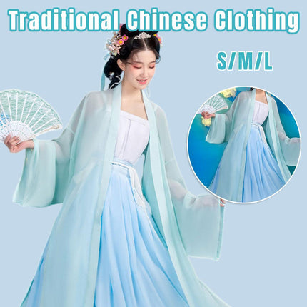 Hanfu Cyan Beizi Coat Traditional Chinese Outerwear for Spring and Summer