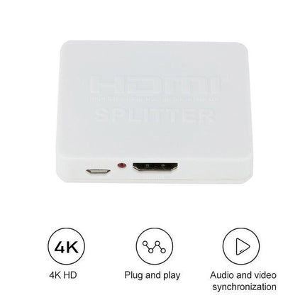 HDMI 1In 2Out 1080P 4K HDCP Stripper Splitter Power Signal Amplifier White - Aimall