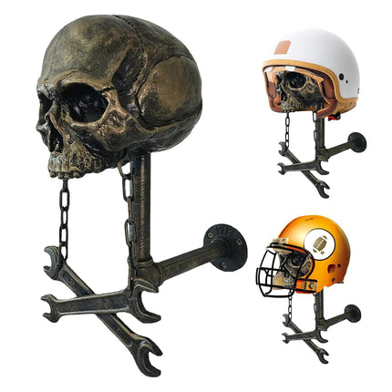 Motorbike Helmet Holder Wall Mount Helmet Rack Helmet Stand Skull Head Holder
