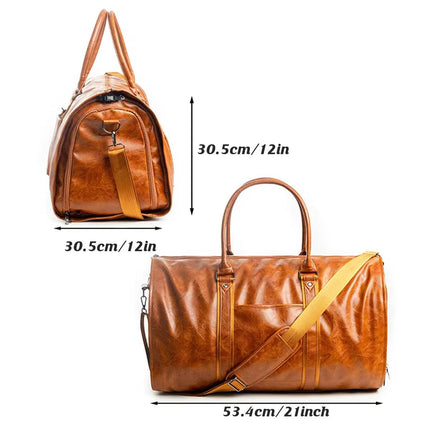 PU Leather Travel Duffel Bag Men Weekend Overnight Luggage Bag for Travel Sports