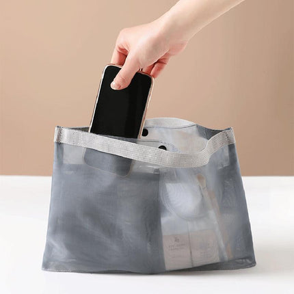 Large Capacity Mesh Beach Tote Bag Sand Toys Storage Handbag Pouch Foldable - Aimall