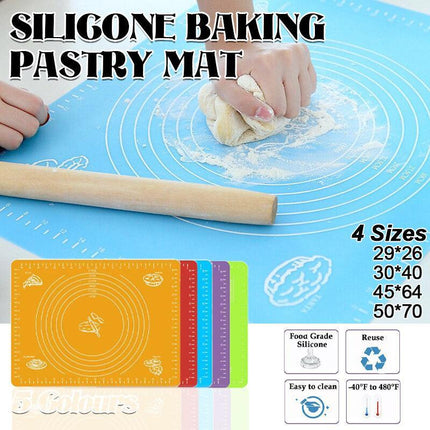 Reusable Non-Stick Silicone Rolling Dough Mat Cake Pastry Baking Fondant Sheet - Aimall