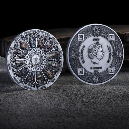 Twelve Constellations Coin Sun and Moon Challenge Medal Double-sided Embossed - Aimall
