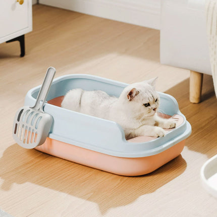 12L Semi Enclosed Large Cat Litter Box with Delivery Shovel Easy Clean Toilet