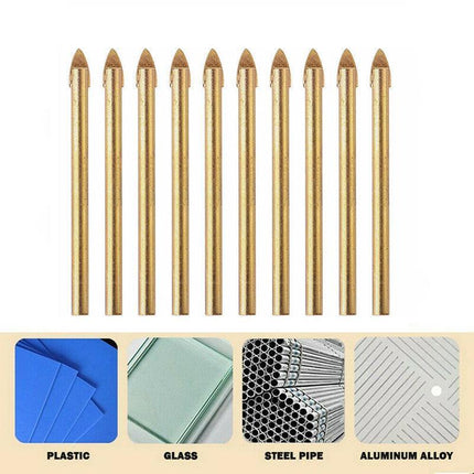 10X Titanium Ceramic Tile Glass Drill Bit Cross Spear Head 6mm - Aimall