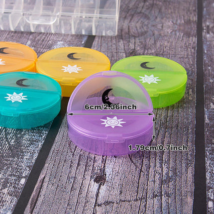 7Days Round Mini Travel Pill Box Portable Plastic Pill Dispenser for Medication