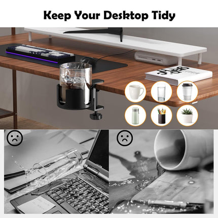 PunUnder Desk Table Clamp Mug Holder Stand Adjustable Coffee Cup Organizer