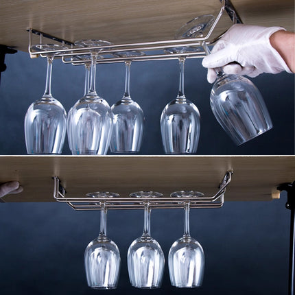 Stainless Steel Wine Glass Rack Double Row Hanging Cup Holder Cabinet Shelf