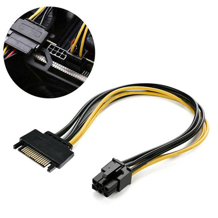 20CM 15 Pin SATA Power to 6 Pin PCIe PCI-e PCI Express Cable For Video Card