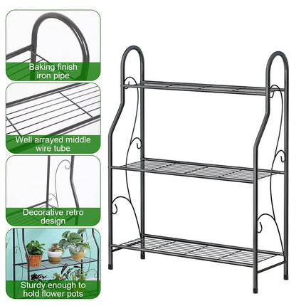 Metal Plant Stand 3 Tier Shelf Indoor Outdoor Flower Pot Display Rack 83cm