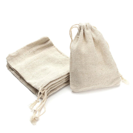8X10Cm Small Bag Natural Linen Pouch Drawstring Burlap Jute Sack Jewelry Gift