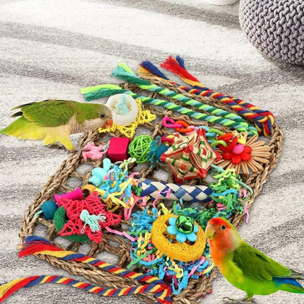 Bird Parrot Cage Toy Colourful Rattan Balls Puzzle Net Bird Supplies Accessories