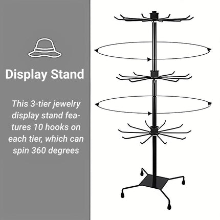 3-Tier Rotating Sock Rack Accessories Hanging Display Stand Organizer for Storage