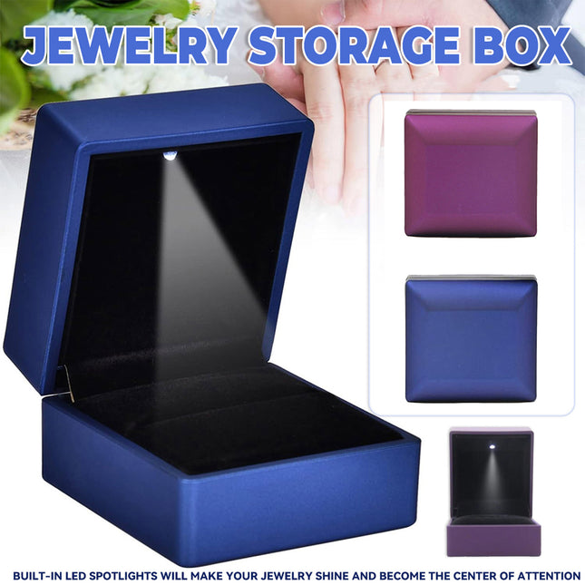 LED Light Jewellery Storage Box with Flip-Top Design for Ring