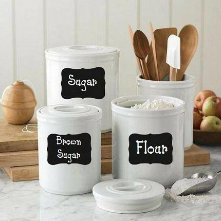 40 Jar Labels Stickers Black Labels Chalk Pen Kitchen Pantry Spice Herb AU Stock - Aimall