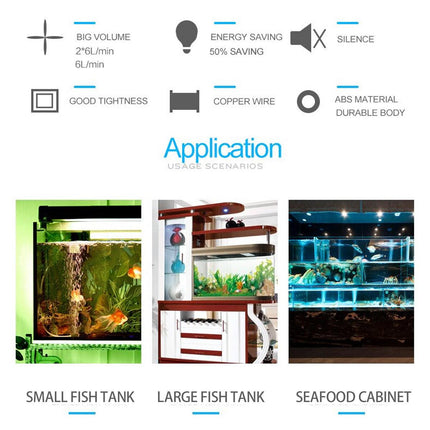 Aquarium Oxygen Pump Fish Tank Air Stone Aerator Oxygenator Pump for Freshwater
