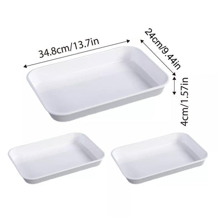 Rectangular White Plastic Deli Display Tray Dishes Serving Platter Food Plate